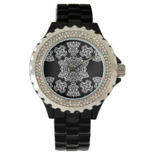 Tudor Rose Damask  (White) (Monogram) Watch