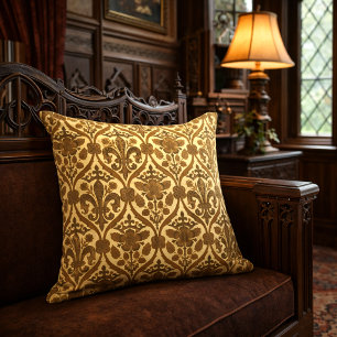 Tudor Rose & Fleur-de-Lis Victorian Era Pattern Cushion