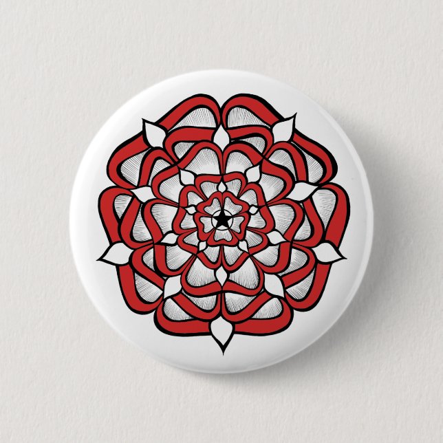 Tudor Rose Mandala Red 6 Cm Round Badge (Front)
