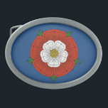Tudor Rose Oval Belt Buckle<br><div class="desc">This original design by Richard H. Fay is based on various Tudor-period depictions of the Tudor Rose, the floral emblem of England.</div>