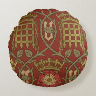 'Tudor Rose', reproduction wallpaper designed by S Round Cushion