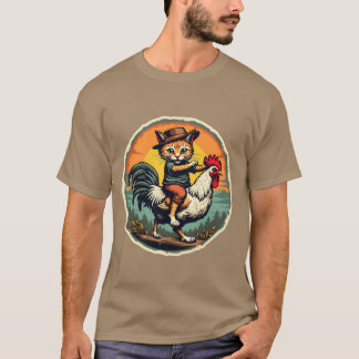 Tuedo Cat on a Chicken family T-Shirt