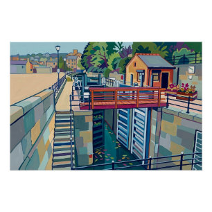 Tuel Lane Lock Sowerby Bridge Yorkshire Canal Art Poster