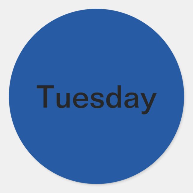 Tuesday Day of the Week Blue Stickers (Front)