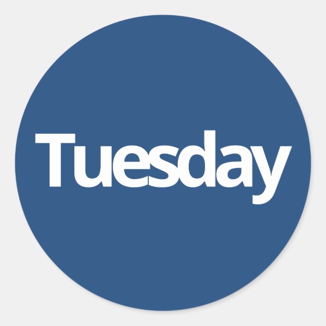 Tuesday day planning supplies simple navy white classic round sticker (Front)