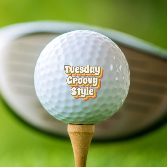 Tuesday Groovy Style 70er Retro Design Golf Balls (Creator Uploaded)