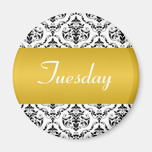 Tuesday Yellow - Damask Magnet (Front)