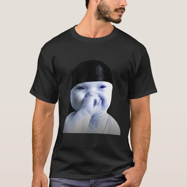 Tuff Ai Niche Baby Holding Laugh Meme In Durag  T-Shirt (Front)