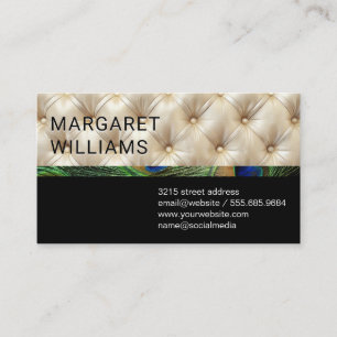 Tuft Silk Padding   Black   Peacock Pattern Business Card