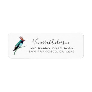 Tufted Coquette Hummingbird Return Address Label