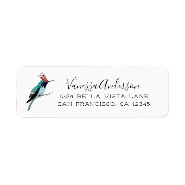 Tufted Coquette Hummingbird Return Address Label (Front)