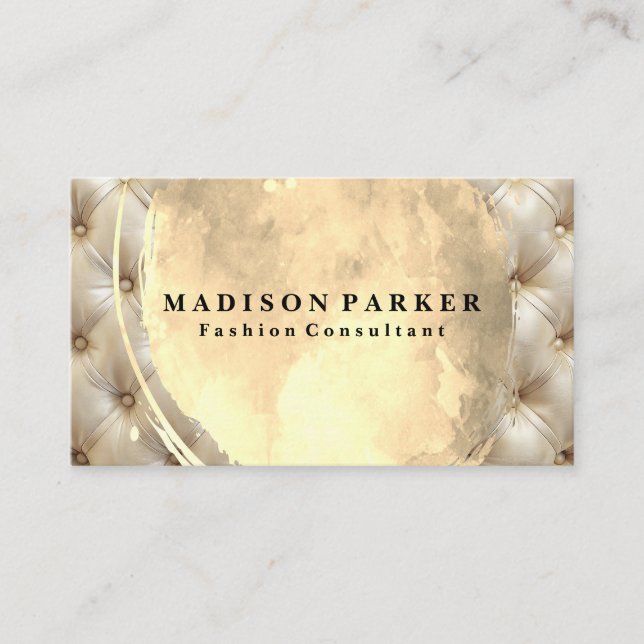 Tufted Cushion Background | Gold Brushed Business Card (Front)