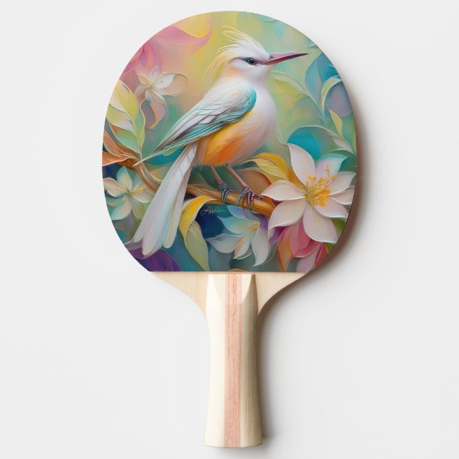 Tufted Golden Rumped Fantasy Bird Ping Pong Paddle (Front)