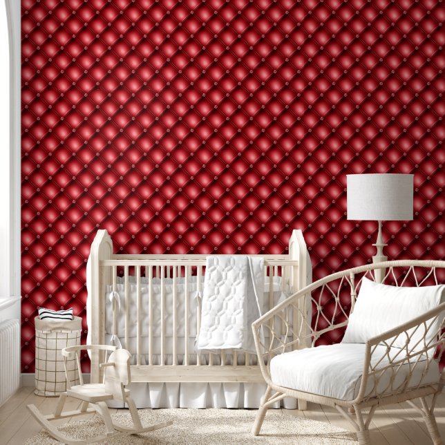 Tufted pattern dark wine red geometric diagonal wallpaper (Kids)