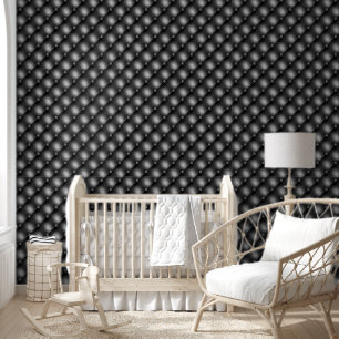 Tufted pattern midnight black geometric diagonal wallpaper