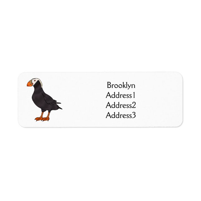 Tufted puffin bird cartoon illustration (Front)