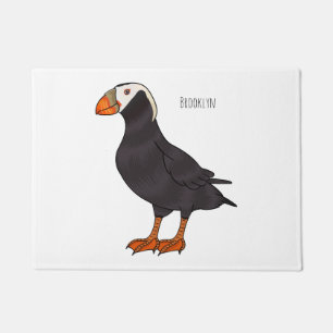 Tufted puffin bird cartoon illustration doormat