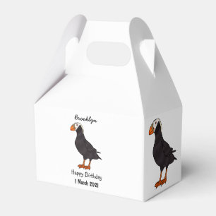 Tufted puffin bird cartoon illustration favour box