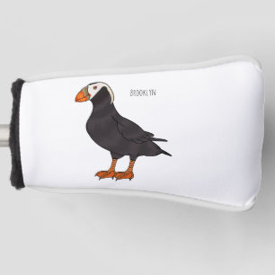 Tufted puffin bird cartoon illustration golf head cover