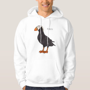 Tufted puffin bird cartoon illustration hoodie