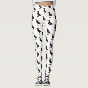 Tufted puffin bird cartoon illustration leggings