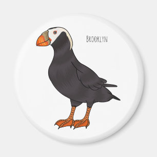 Tufted puffin bird cartoon illustration magnet