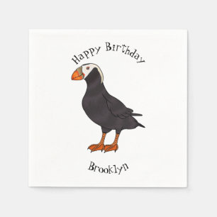Tufted puffin bird cartoon illustration  napkin