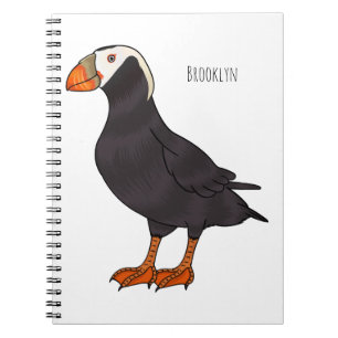Tufted puffin bird cartoon illustration notebook