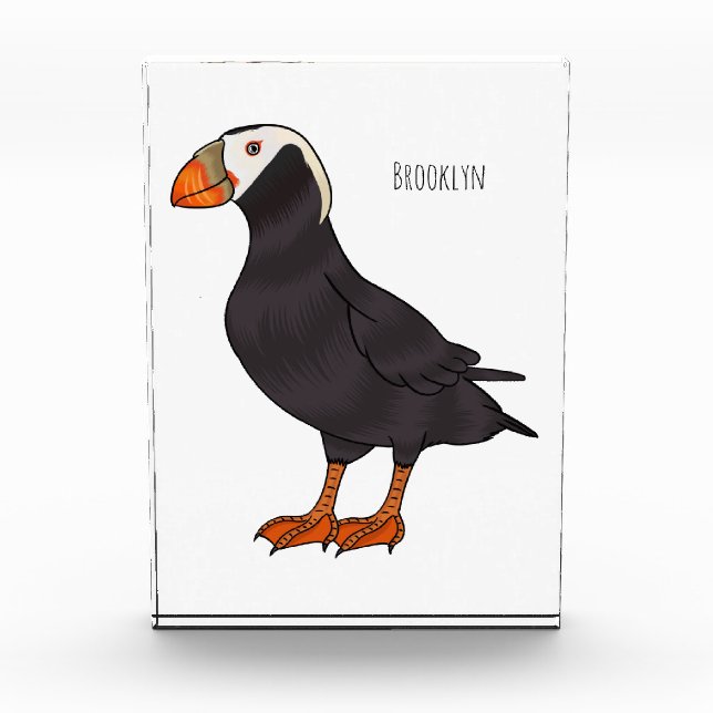 Tufted puffin bird cartoon illustration   photo block (Front)