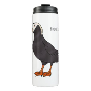 Tufted puffin bird cartoon illustration thermal tumbler