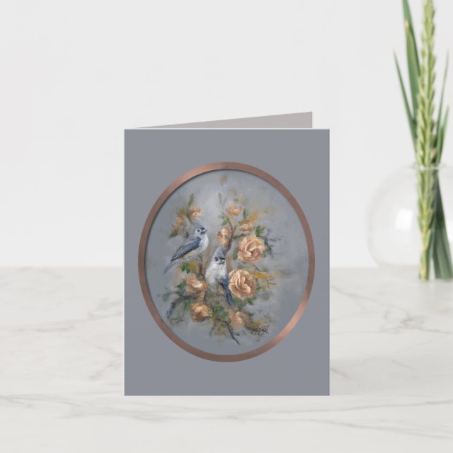Tufted Titmice - hand painted Card (Front)
