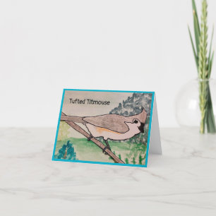 Tufted Titmouse Azure Blue Blank Greeting Card