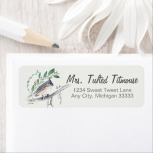 Tufted Titmouse Bird Art Return Label