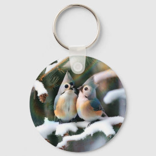 Tufted Titmouse Couple Key Ring