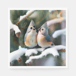 Tufted Titmouse Couple Napkin