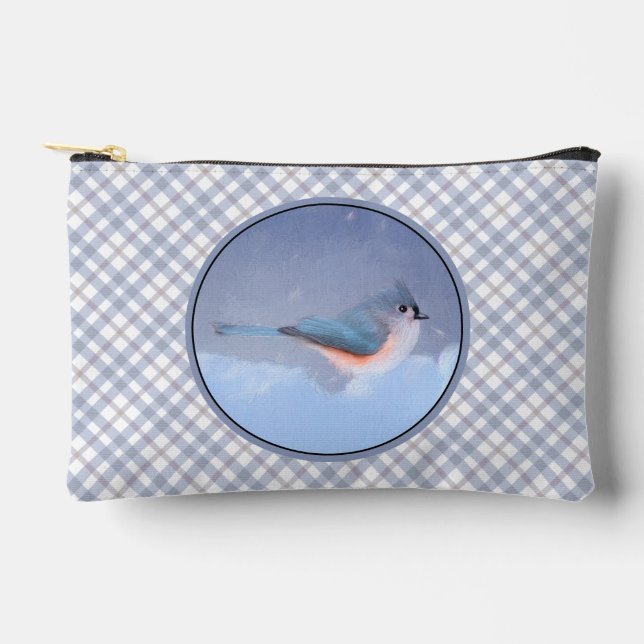 Tufted Titmouse in Snow Painting Original Bird Art Accessory Pouch (Front)