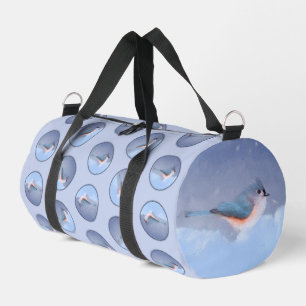 Tufted Titmouse in Snow Painting Original Bird Art Duffle Bag