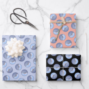 Tufted Titmouse in Snow Painting Original Bird Art Wrapping Paper Sheet