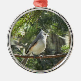 Tufted Titmouse Metal Tree Decoration