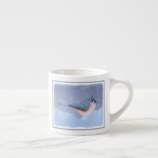 Tufted Titmouse Painting - Cute Original Dog Art Espresso Cup (Right)