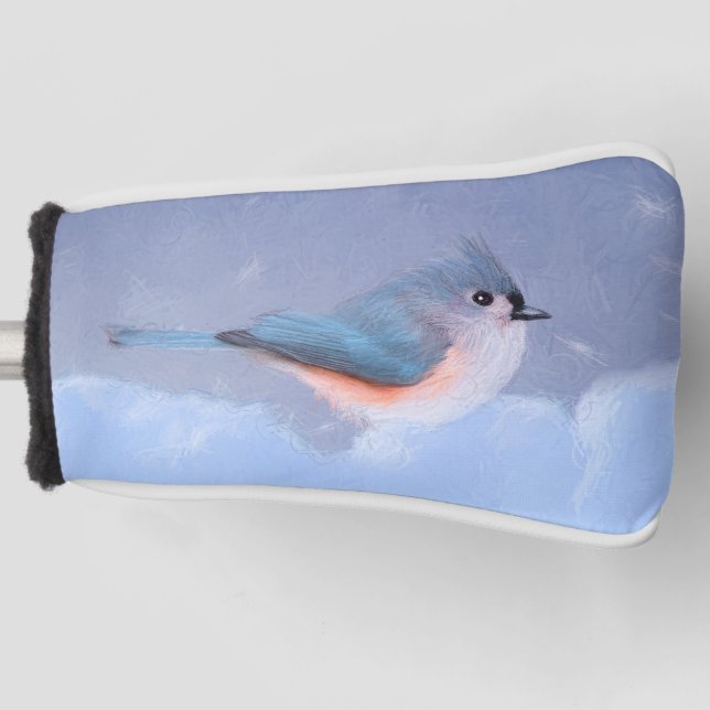 Tufted Titmouse Painting - Cute Original Dog Art Golf Head Cover (Front)
