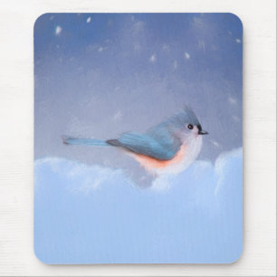 Tufted Titmouse Painting - Cute Original Dog Art Mouse Mat
