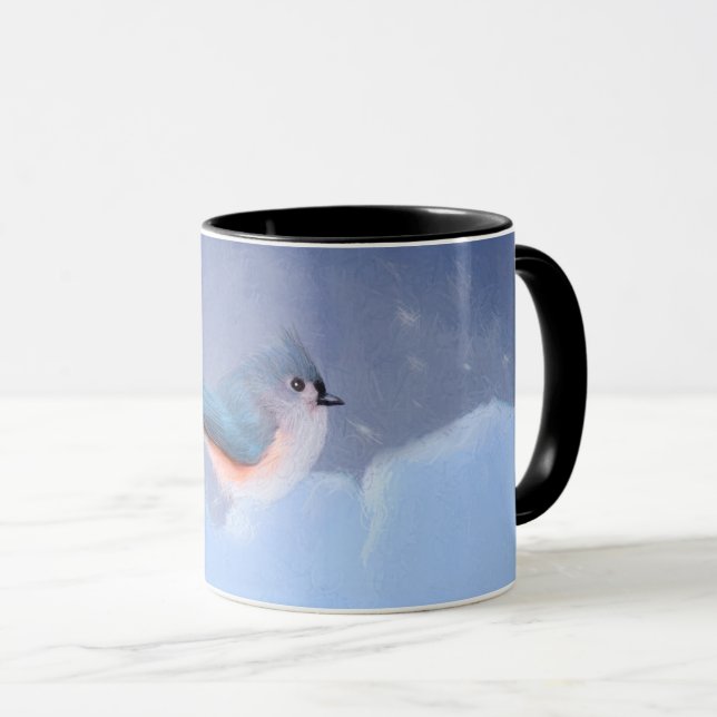 Tufted Titmouse Painting - Cute Original Dog Art Mug (Front Right)