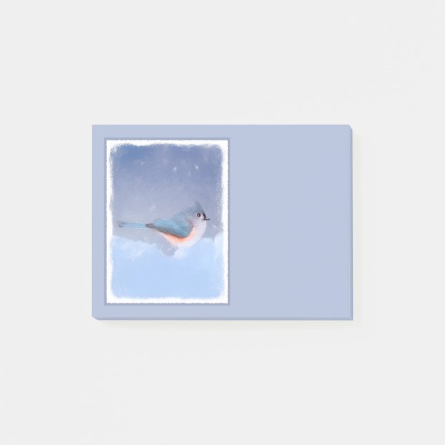 Tufted Titmouse Painting - Cute Original Dog Art Post-it Notes (Front)