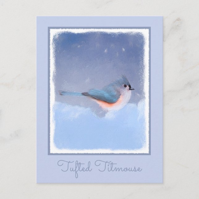 Tufted Titmouse Painting - Cute Original Dog Art Postcard (Front)