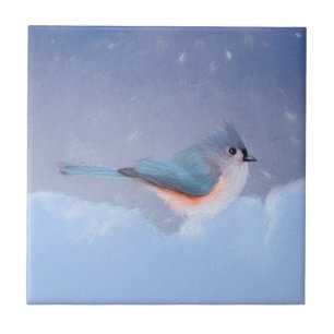 Tufted Titmouse Painting - Cute Original Dog Art Tile