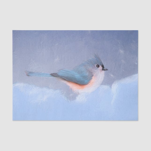 Tufted Titmouse Painting - Cute Original Dog Art Tissue Paper (Front)