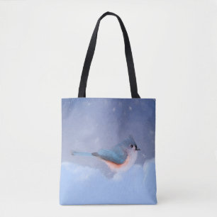 Tufted Titmouse Painting - Cute Original Dog Art Tote Bag