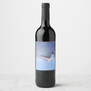 Tufted Titmouse Painting - Cute Original Dog Art Wine Label