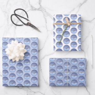 Tufted Titmouse Painting - Cute Original Dog Art Wrapping Paper Sheet